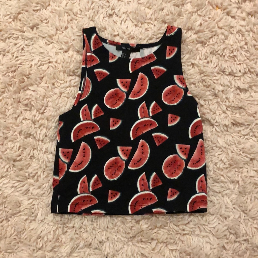 F21 black watermelon tank top
